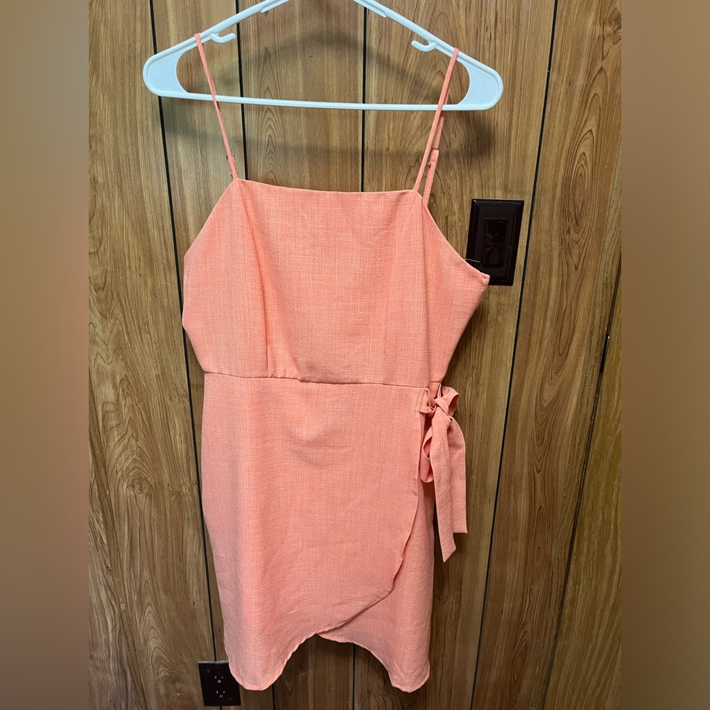 Altar'd State Coral Pink Spaghetti Strap Wrap Dress